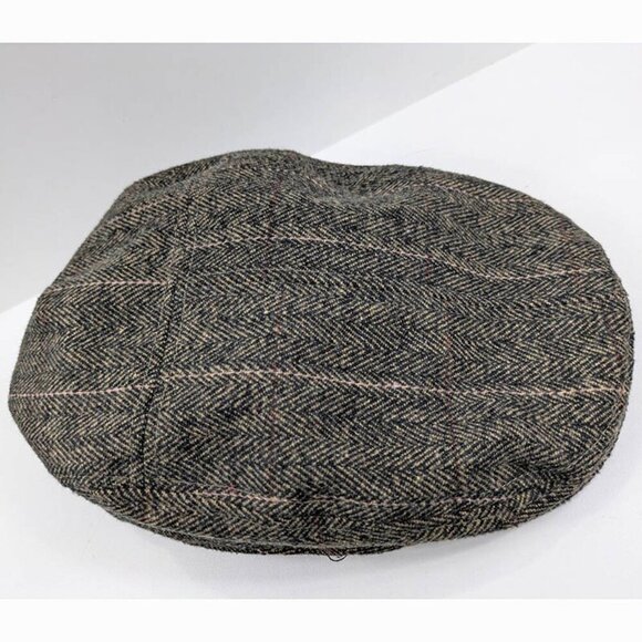 Dockers Flat Cap Mens Small Medium Brown Plaid Wool Blend Driver Newsboy Cabbie - Picture 3 of 7